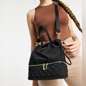 Steve Madden Black Bucket Crossbody Backpack Bag w/Gold Accents